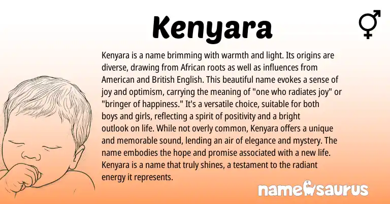 Infographic about Kenyara name meaning, Kenyara is a name from African origin(s).