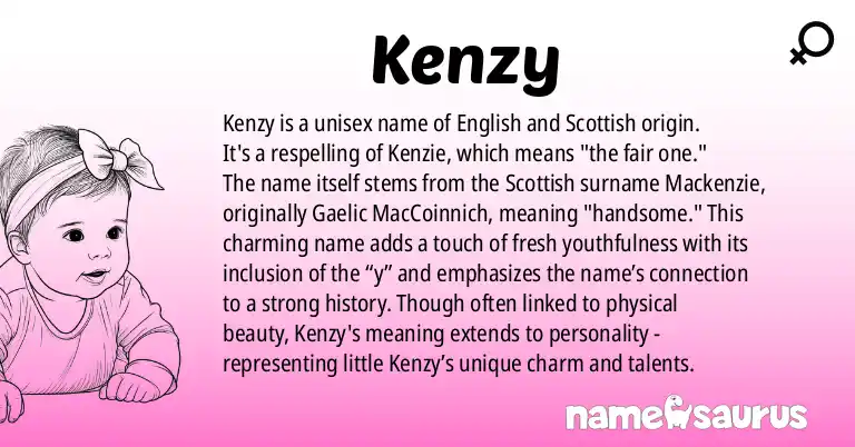 Infographic about Kenzy name meaning, Kenzy is a name from English, Scottish origin(s).