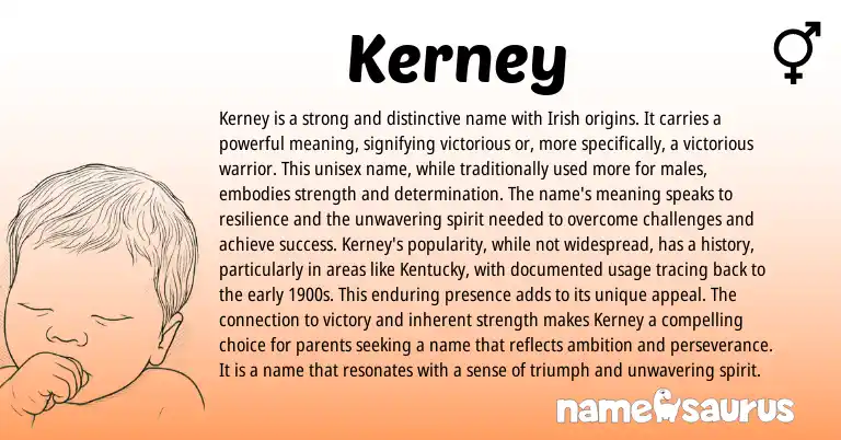 Infographic about Kerney name meaning, Kerney is a name from Irish origin(s).