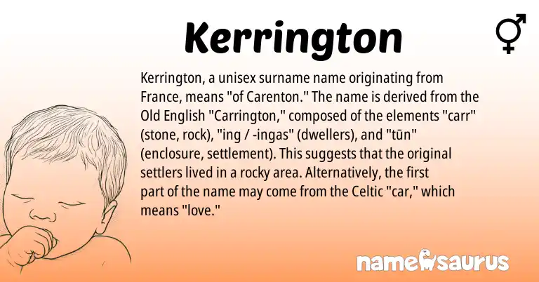 Infographic about Kerrington name meaning, Kerrington is a name from Old English, Celtic origin(s).