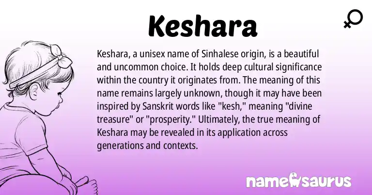 Infographic about Keshara name meaning, Keshara is a name from Sinhalese origin(s).