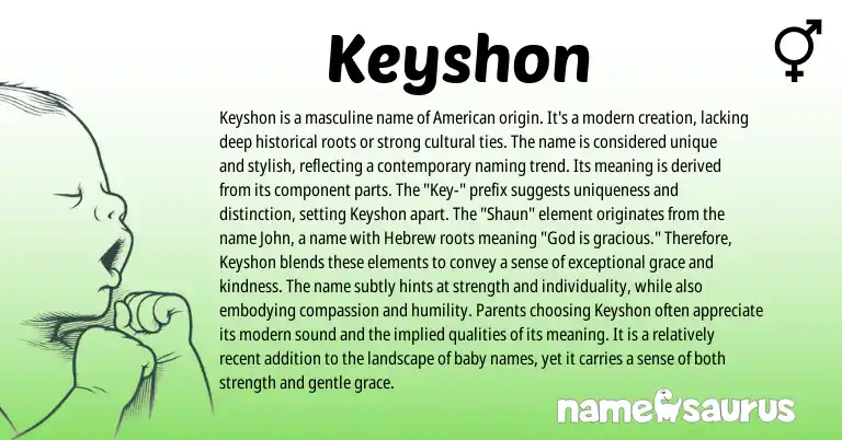 Infographic about Keyshon name meaning, Keyshon is a name from American origin(s).