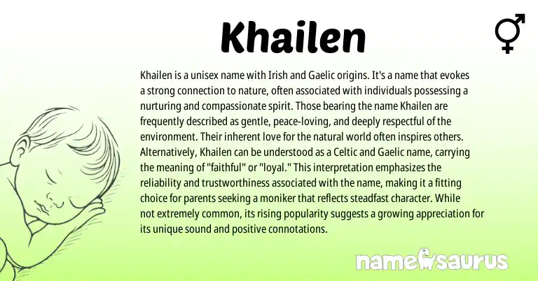 Infographic about Khailen name meaning, Khailen is a name from Gaelic, Irish origin(s).