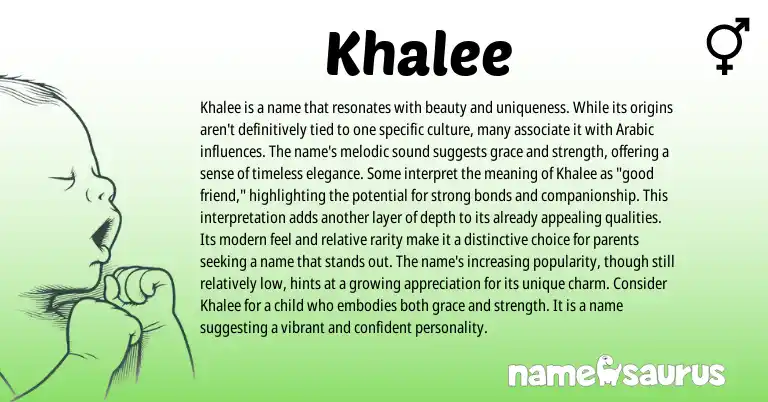 Infographic about Khalee name meaning, Khalee is a name from Arabic, Other origin(s).