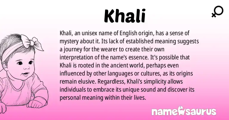 Infographic about Khali name meaning, Khali is a name from English origin(s).