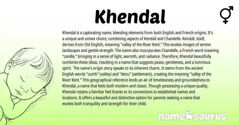 Infographic about Khendal name meaning, Khendal is a name from French, English origin(s).