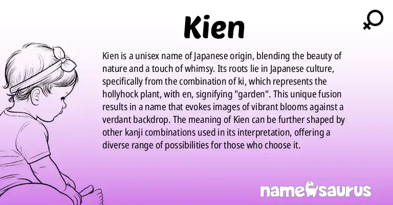Infographic about Kien name meaning, Kien is a name from Japanese origin(s).
