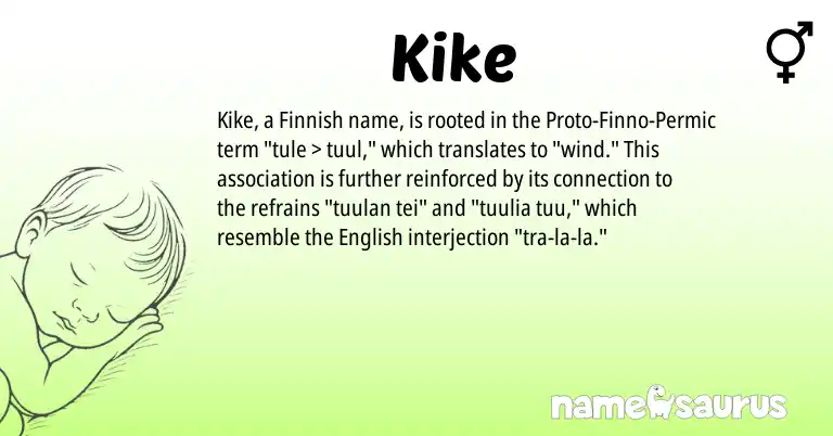 Infographic about Kike name meaning, Kike is a name from English, Finnish origin(s).