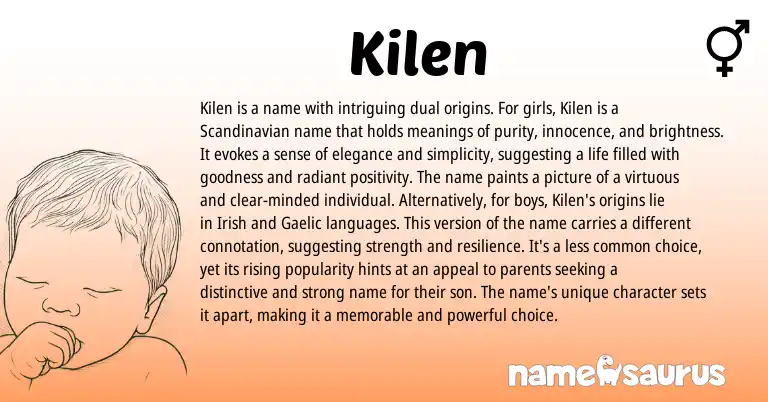 Infographic about Kilen name meaning, Kilen is a name from Scandinavian, English origin(s).