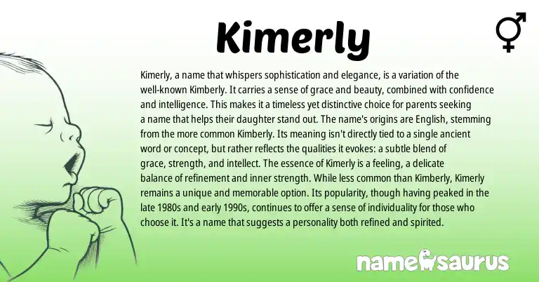 Infographic about Kimerly name meaning, Kimerly is a name from English origin(s).