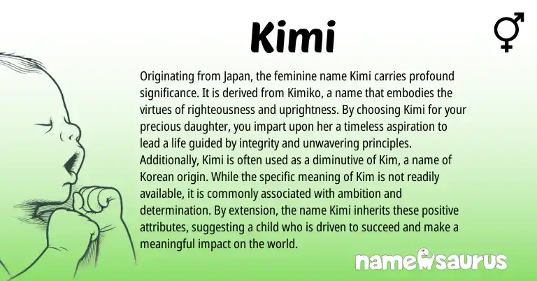 Infographic about Kimi name meaning, Kimi is a name from Korean origin(s).