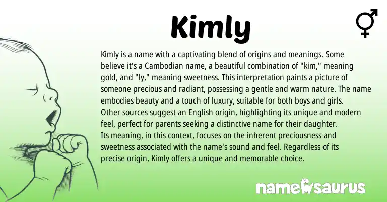 Infographic about Kimly name meaning, Kimly is a name from Odia, Cambodian origin(s).