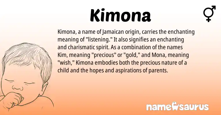 Infographic about Kimona name meaning, Kimona is a name from Jamaican origin(s).