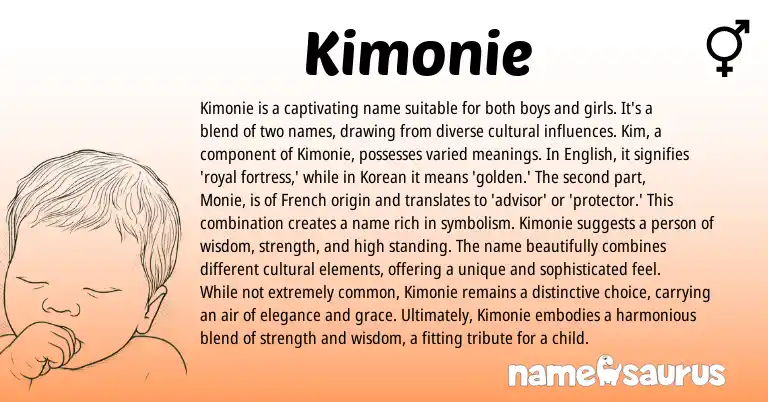 Infographic about Kimonie name meaning, Kimonie is a name from Korean, French, English origin(s).