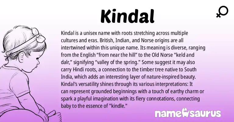 Infographic about Kindal name meaning, Kindal is a name from British, Indian, Norse origin(s).