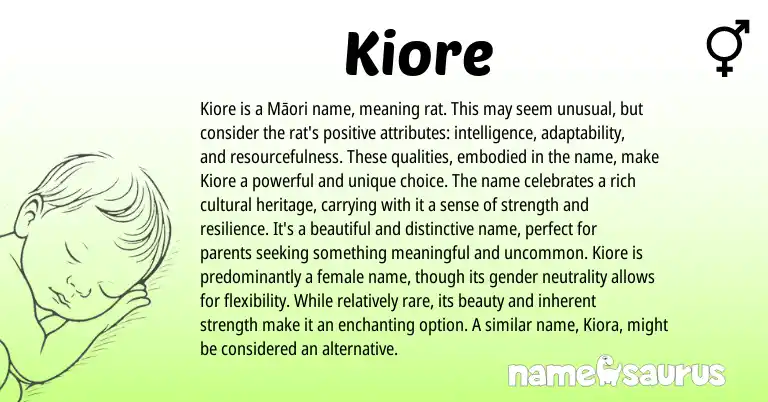 Infographic about Kiore name meaning, Kiore is a name from Other origin(s).