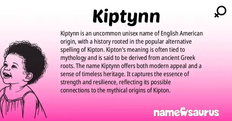 Infographic about Kiptynn name meaning, Kiptynn is a name from English (American) origin(s).