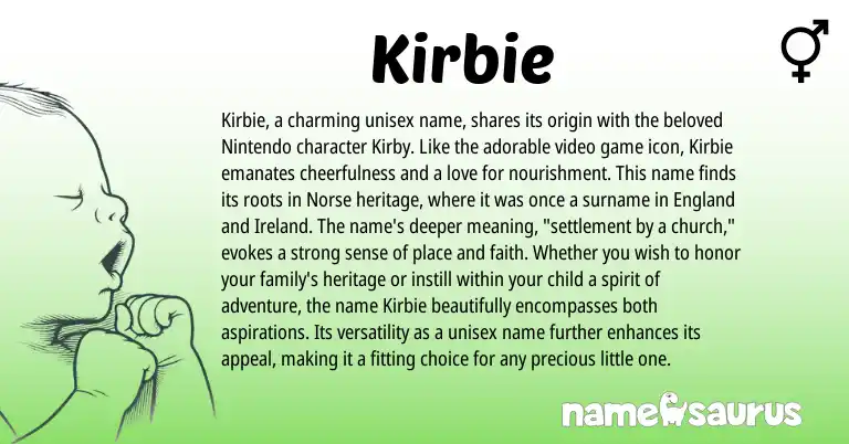Infographic about Kirbie name meaning, Kirbie is a name from England, Ireland, Norse origin(s).