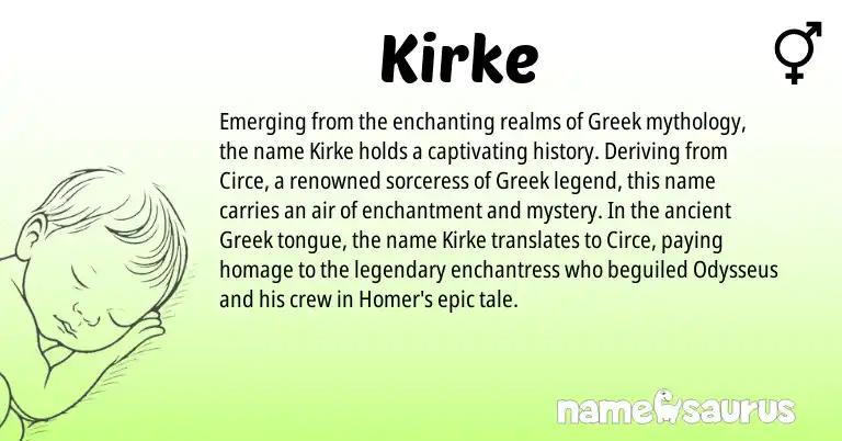 Infographic about Kirke name meaning, Kirke is a name from Greek origin(s).