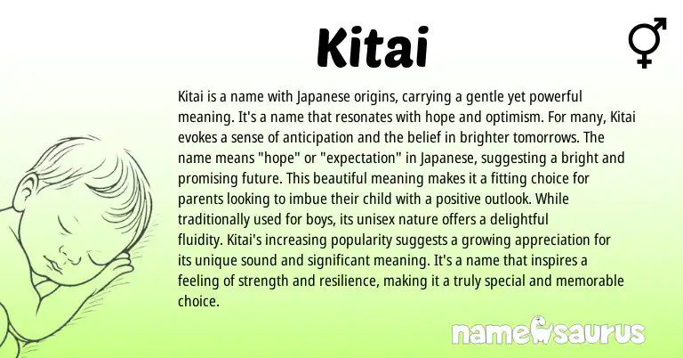 Infographic about Kitai name meaning, Kitai is a name from Japanese origin(s).