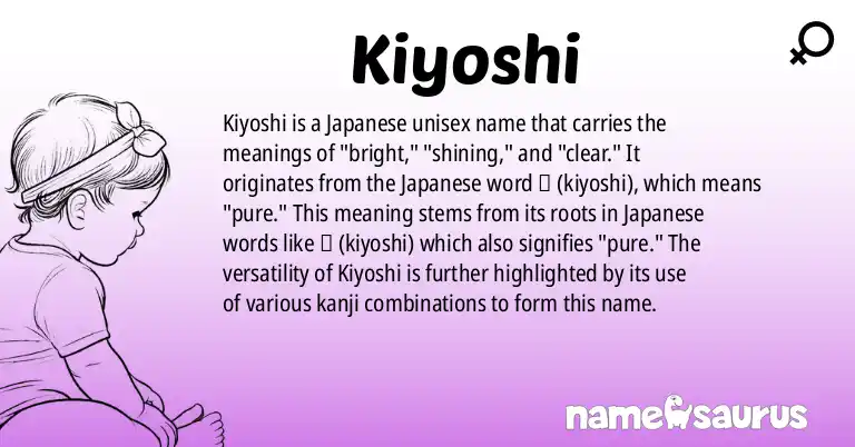 Infographic about Kiyoshi name meaning, Kiyoshi is a name from Japanese origin(s).