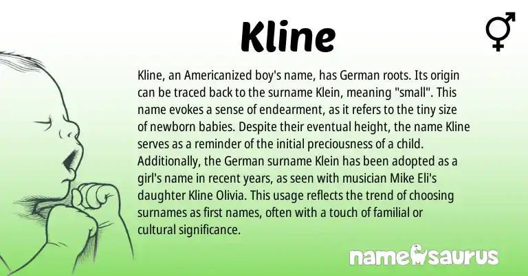 Infographic about Kline name meaning, Kline is a name from German origin(s).