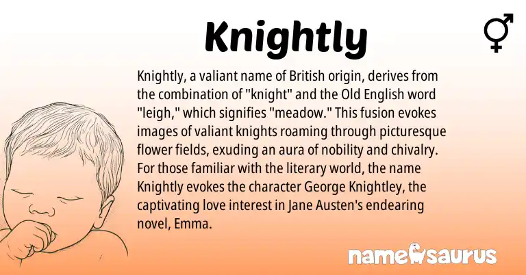 Infographic about Knightly name meaning, Knightly is a name from Old English, British origin(s).