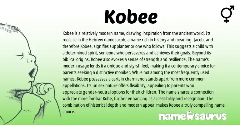 Infographic about Kobee name meaning, Kobee is a name from Hebrew origin(s).