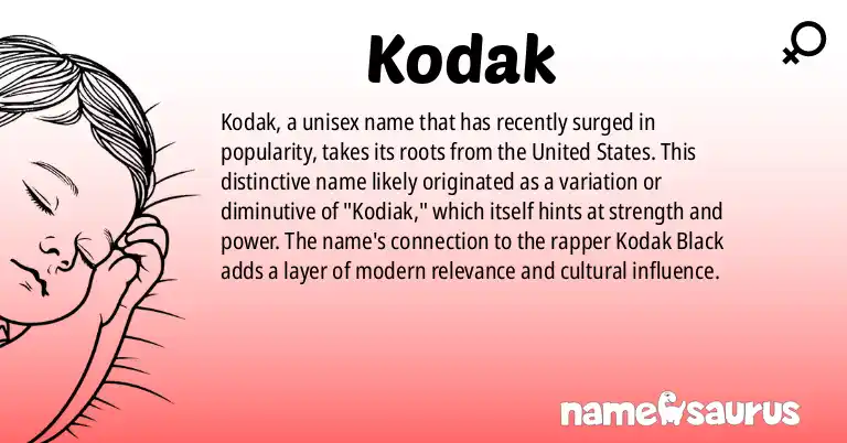 Infographic about Kodak name meaning, Kodak is a name from American origin(s).
