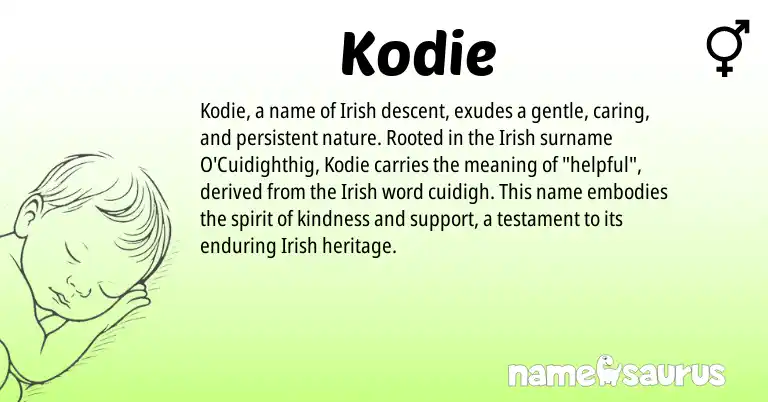 Infographic about Kodie name meaning, Kodie is a name from Irish origin(s).