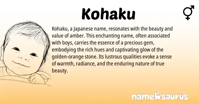 Infographic about Kohaku name meaning, Kohaku is a name from Japanese origin(s).