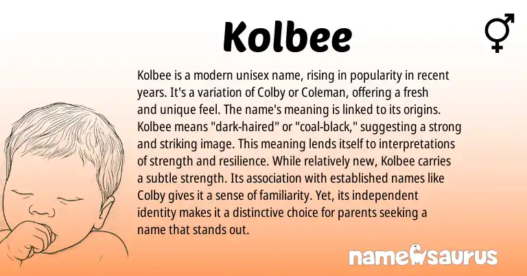 Infographic about Kolbee name meaning, Kolbee is a name from Other origin(s).