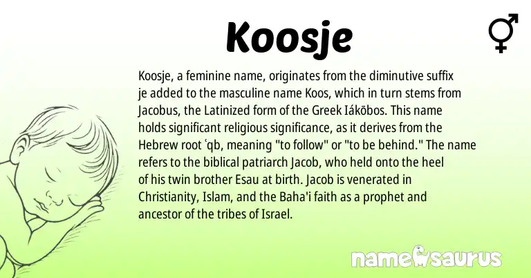 Infographic about Koosje name meaning, Koosje is a name from Christianity, Hebrew, Greek origin(s).