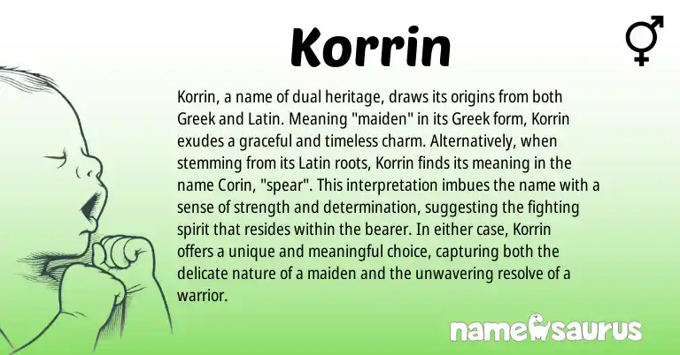 Infographic about Korrin name meaning, Korrin is a name from Latin, Greek origin(s).
