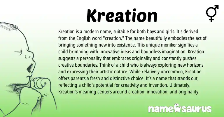 Infographic about Kreation name meaning, Kreation is a name from English origin(s).