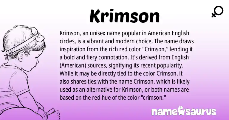 Infographic about Krimson name meaning, Krimson is a name from English (American) origin(s).