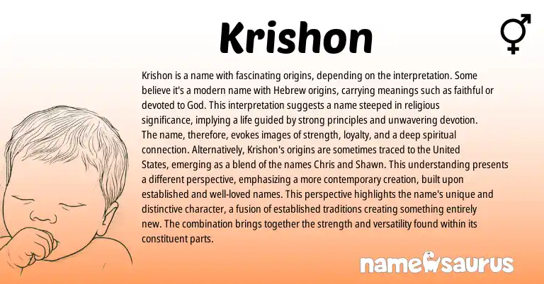 Infographic about Krishon name meaning, Krishon is a name from Hebrew, American origin(s).