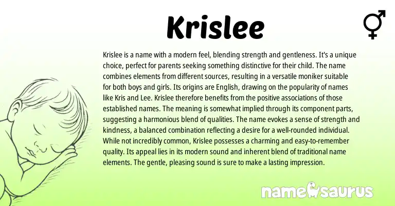 Infographic about Krislee name meaning, Krislee is a name from Other origin(s).