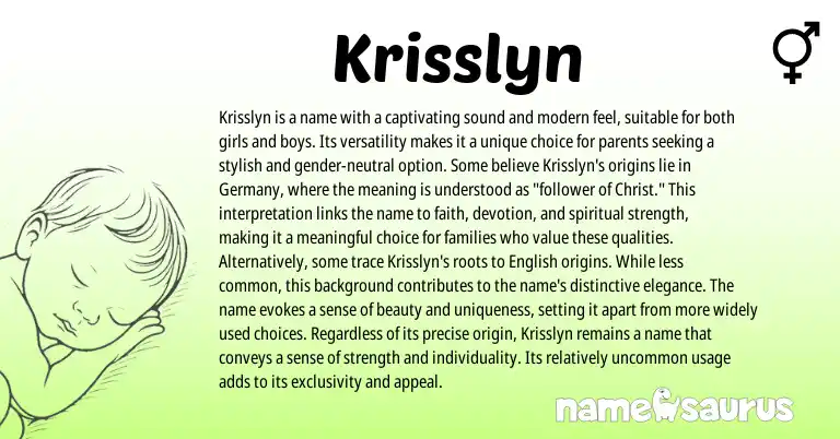 Infographic about Krisslyn name meaning, Krisslyn is a name from Germanic origin(s).