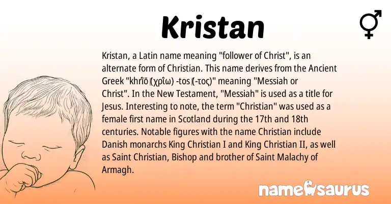 Infographic about Kristan name meaning, Kristan is a name from Ancient Greek, Latin, Danish origin(s).