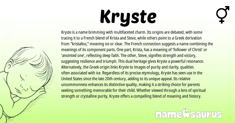 Infographic about Kryste name meaning, Kryste is a name from French origin(s).