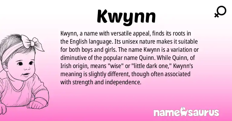 Infographic about Kwynn name meaning, Kwynn is a name from English origin(s).
