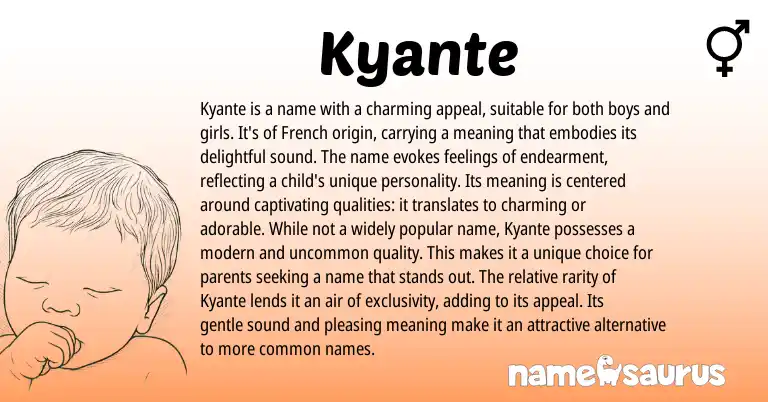 Infographic about Kyante name meaning, Kyante is a name from French origin(s).