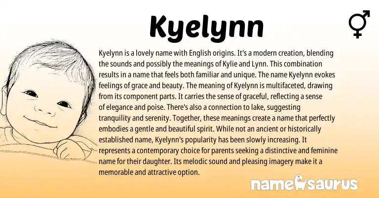 Infographic about Kyelynn name meaning, Kyelynn is a name from English origin(s).