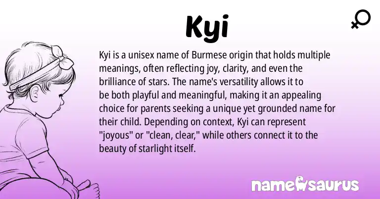 Infographic about Kyi name meaning, Kyi is a name from Burmese origin(s).