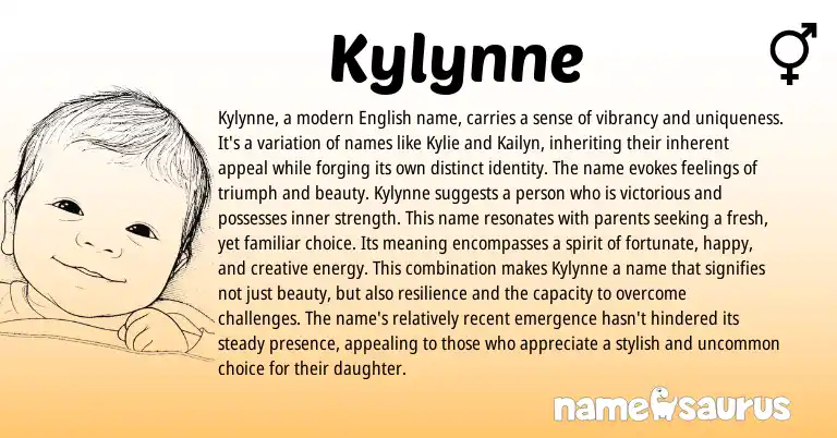 Infographic about Kylynne name meaning, Kylynne is a name from English origin(s).