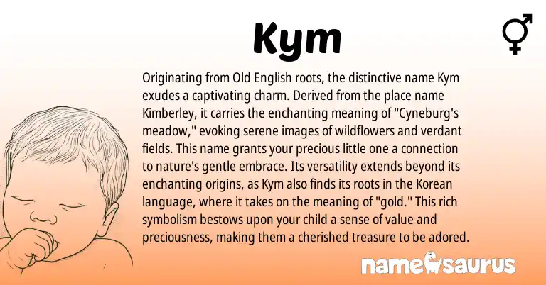 Infographic about Kym name meaning, Kym is a name from Old English, Korean origin(s).