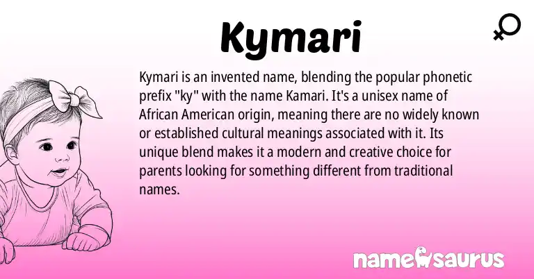 Infographic about Kymari name meaning, Kymari is a name from African American origin(s).