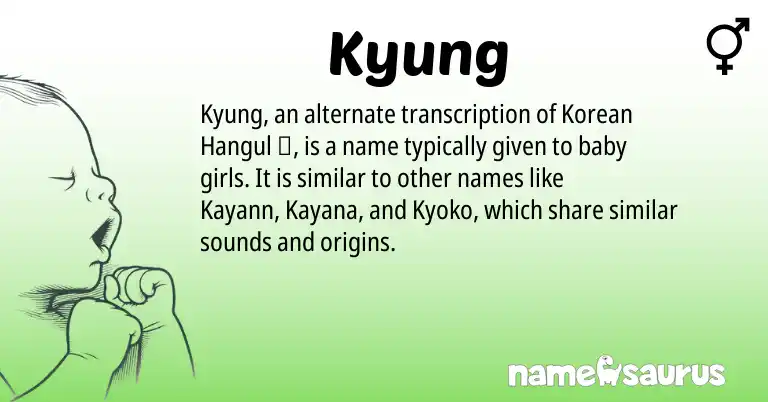 Infographic about Kyung name meaning, Kyung is a name from Korean origin(s).
