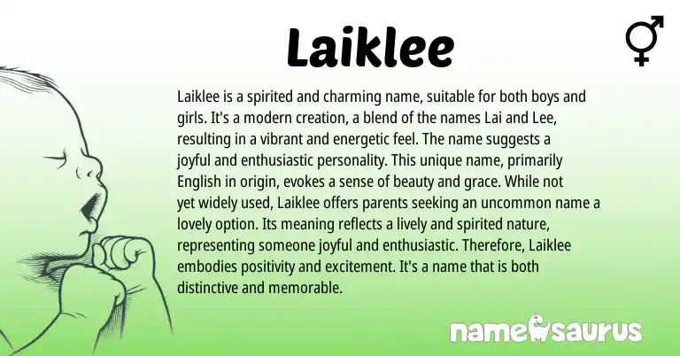 Infographic about Laiklee name meaning, Laiklee is a name from Other origin(s).